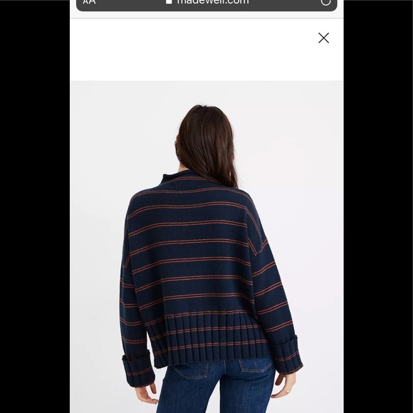 Madewell Striped Glenmoor Mockneck Sweater Wool - Picture 2 of 10